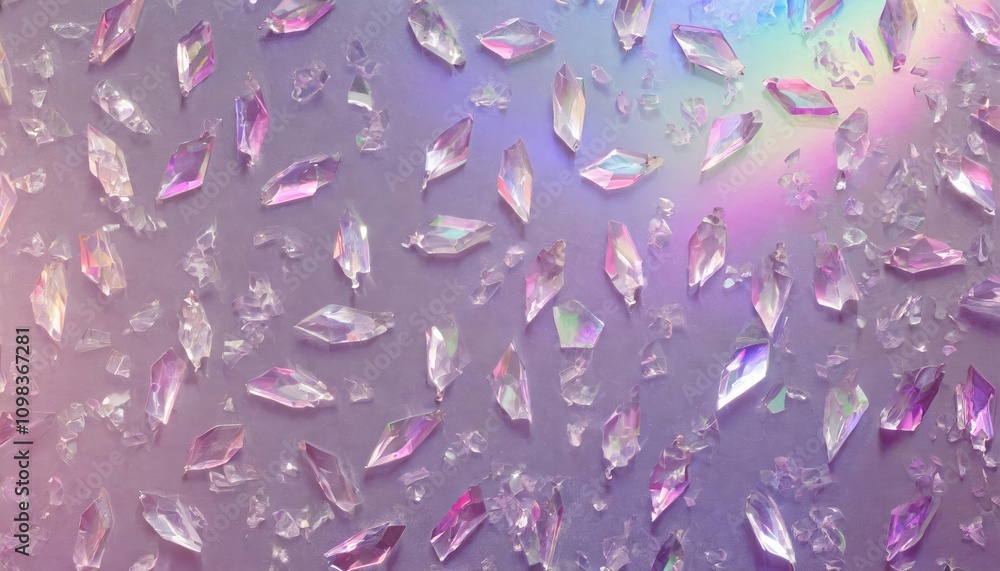 Poster mesmerizing holographic background featuring intricate glass shard patterns, highlighted by stunning