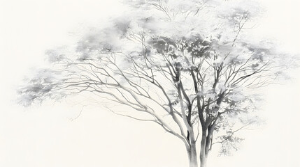 Obraz premium Black and white tree sketch