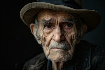 Portrait of senior farmer wearing hat showing wisdom and experience
