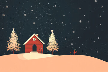 Fototapeta premium Flat Geometric Christmas Background with Copy Space for Holiday Designs