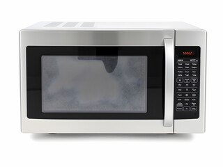 Obraz premium A sleek stainless steel microwave oven.