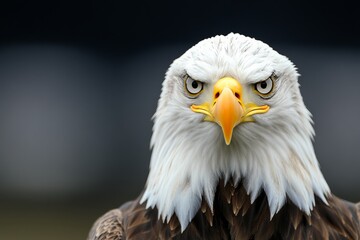 Naklejka premium Majestic bald eagle displays its fierce gaze against a dark background