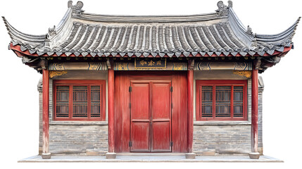 Fototapeta premium Chinese Home Architecture Isolated on Transparent Background 