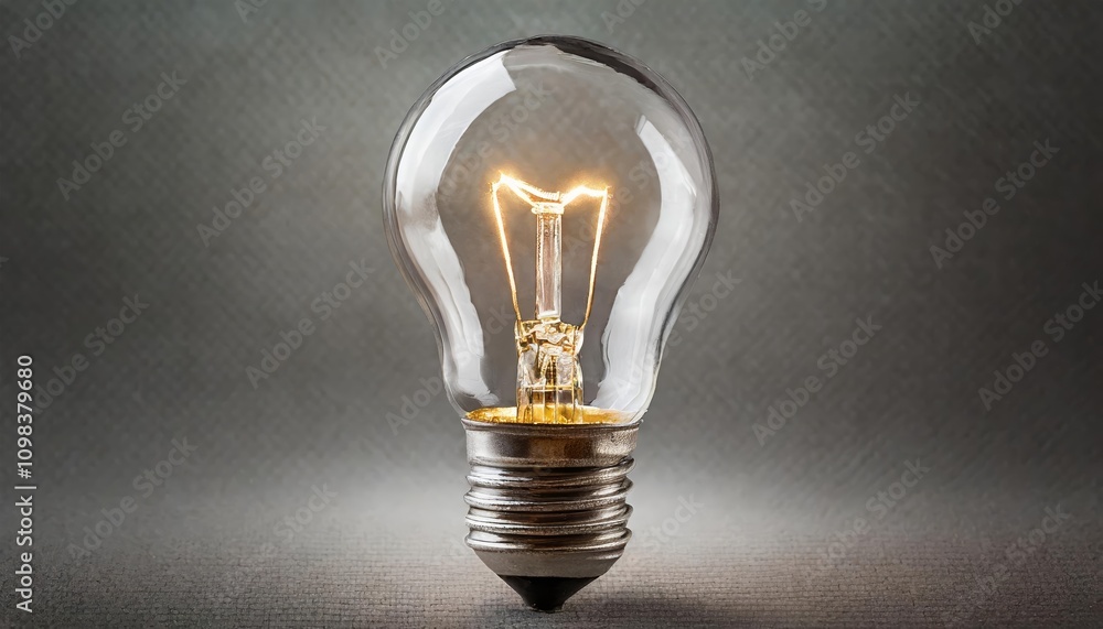 Poster high-quality image of a single lightbulb isolated on a transparent background, showcasing intricate 