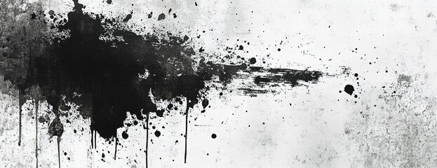 Obraz premium Splattered ink texture on vintage beige background.
