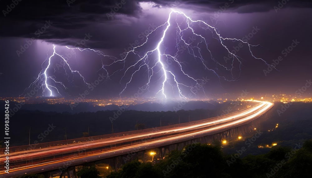 Poster high-quality lightning isolated on a transparent background. perfect for creative design projects li