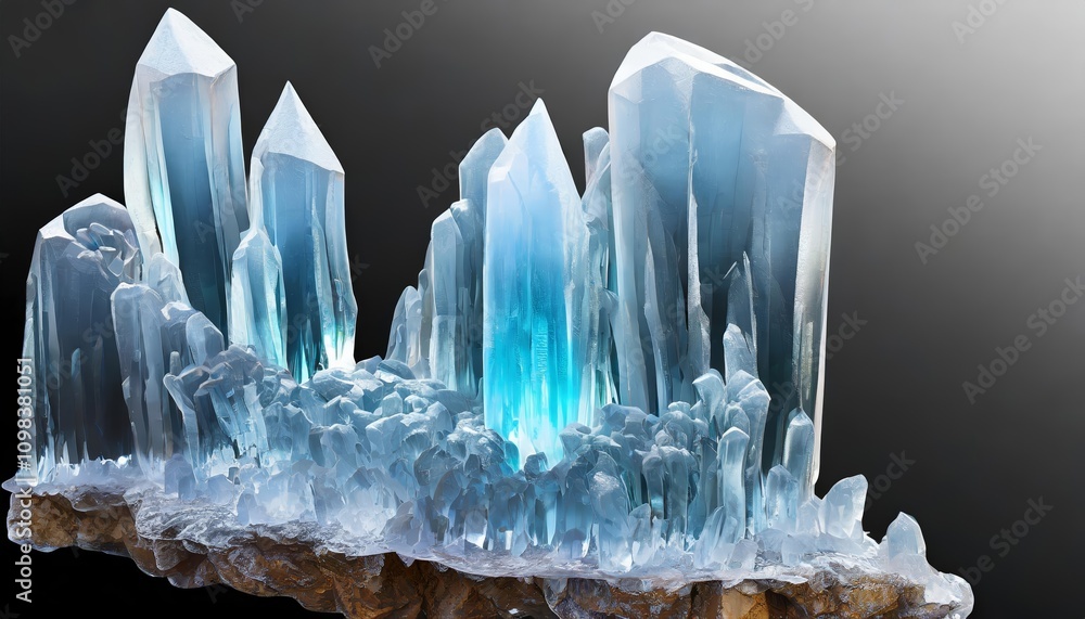 Poster an abstract futuristic d design featuring liquid crystal caverns, frozen in time and isolated on a t