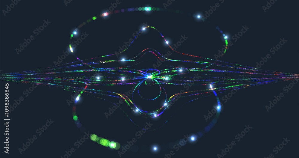 Poster wave pattern vector. 3d glowing abstract digital particles background. technology concept. abstract 