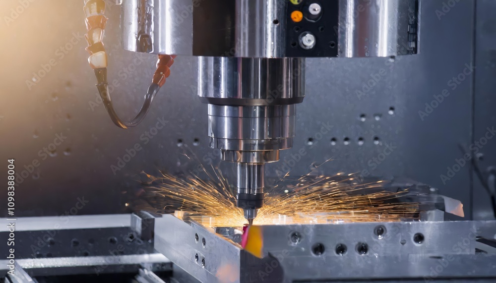 Poster advanced cnc milling machine for metalworking - cutting-edge modern metal processing technology with