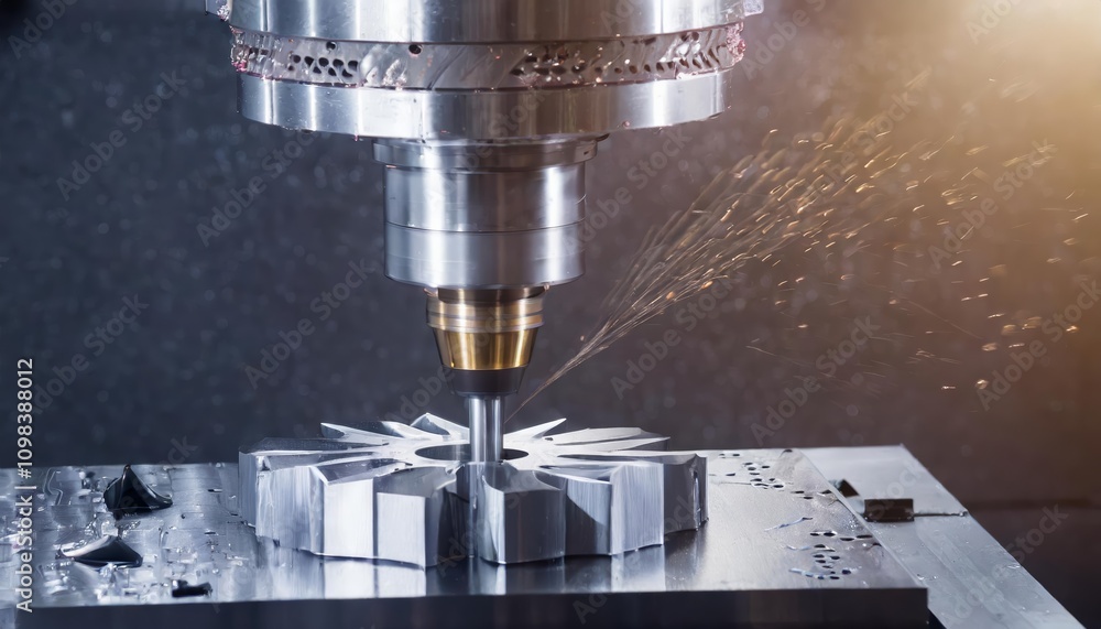 Aufkleber metalworking cnc milling machine in action: high-precision metal cutting and advanced modern process