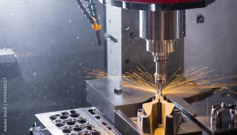 Poster high-precision cnc milling machine cutting metal with advanced modern processing technology for meta