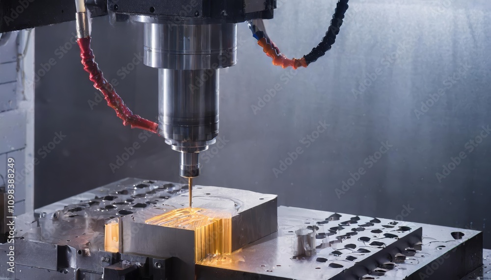 Poster advanced metalworking cnc milling machine in action â€“ precision cutting with modern technology for