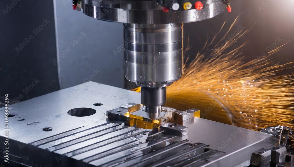 Poster advanced metalworking cnc milling machine in action â€“ precision cutting with modern processing tec