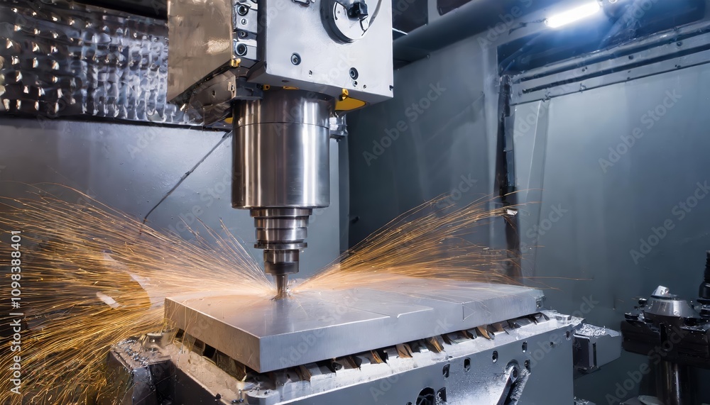 Poster advanced metalworking cnc milling machine in action: precision hi-technology machining solutions sho