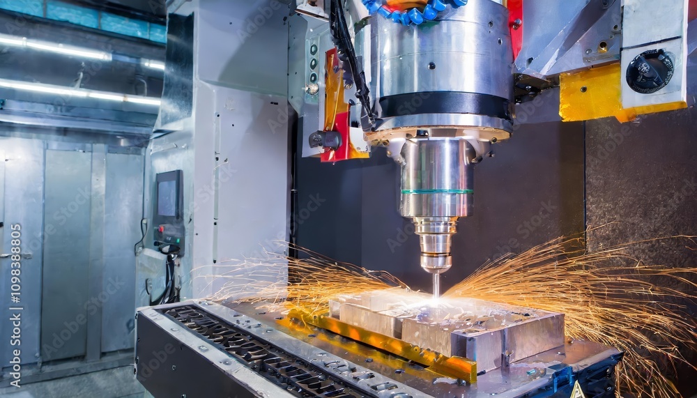 Poster high-precision metalworking cnc milling machine in action for advanced machining operations â€“ hi-t