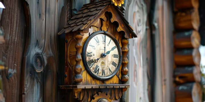 Cuckoo clock on the wall, 4K Video