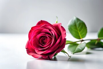 Fototapeta premium Red rose flower on white background