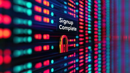 Digital security screen displaying a successful signup completion message.