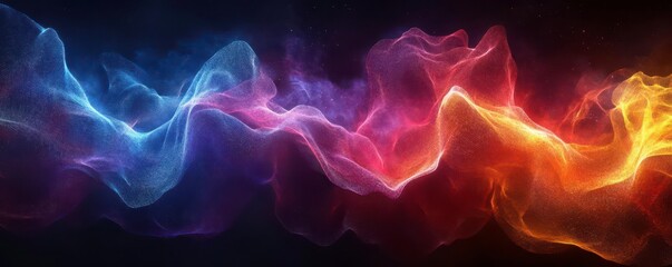 Fototapeta premium Voice, communication, and emotion shape. A vibrant 3D depiction of a voice converting into streams of light that shape into intricate geometric patterns, Scifi, vivid colors, mesmerizing detail