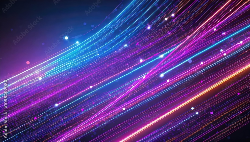 Poster dynamic neon fiber optic lines creating an abstract texture background with vibrant speed-inspired p