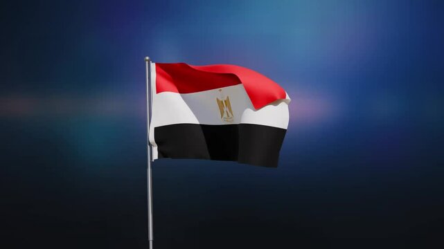 Egyptian Flag Waving in the Wind &ndash; National Symbol Animation for Patriotic and Cultural and Political Projects