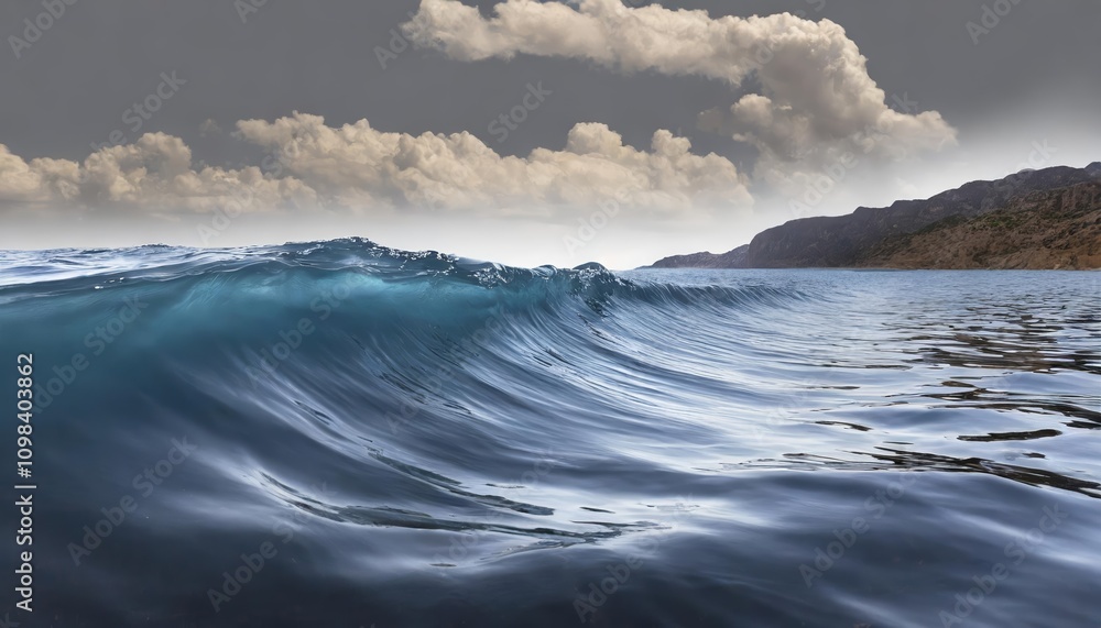 Poster high-resolution ocean water surface waves isolated on a transparent background seamless cutout for d