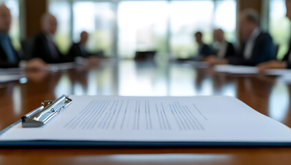 Blurred Photograph of an Office Meeting Room with Notes and Pen &ndash; A Subtle, Professional Setting for Collaboration and Planning