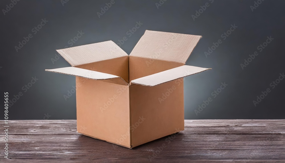 Aufkleber high-resolution image of an open cardboard box showcasing minimalist design, corrugated material det