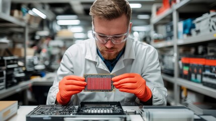 Advancements in micro micro computer chip technology a scientist examines a tiny chip in the lab, exploring the future of computing