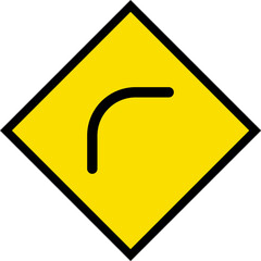 Abstract geometric yellow bend to right road traffic signal icon design 