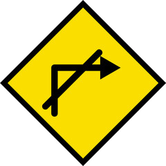 Abstract geometric yellow no right turn road traffic signal icon design 