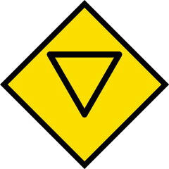 Abstract geometric yellow Yield Ahead Road traffic signal icon design 