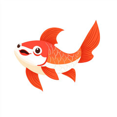 A vibrant illustration of a happy orange fish with expressive eyes, ideal for children's books, educational materials, and aquatic-themed designs,