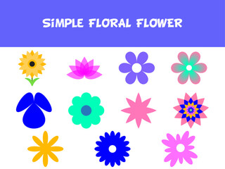 Abstract design of a floral flower flat design set