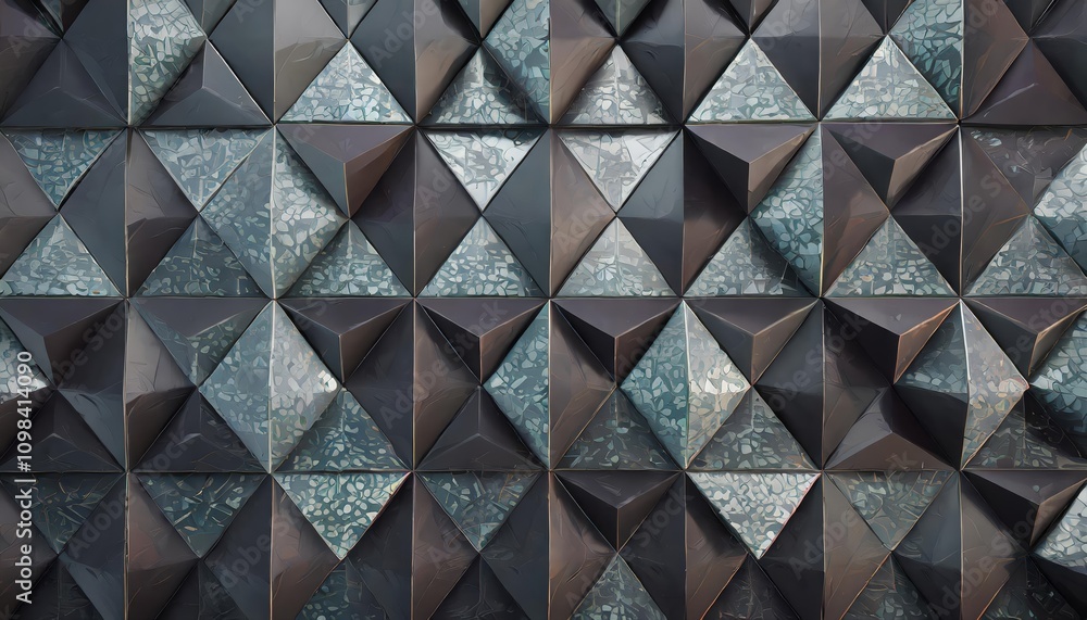 Aufkleber elegant polished semigloss wall background featuring triangular d black tiles with subtle reflection