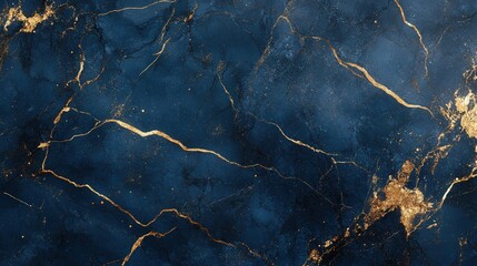 Fototapeta premium Abstract Blue Marble Texture with Gold Veins and Specks