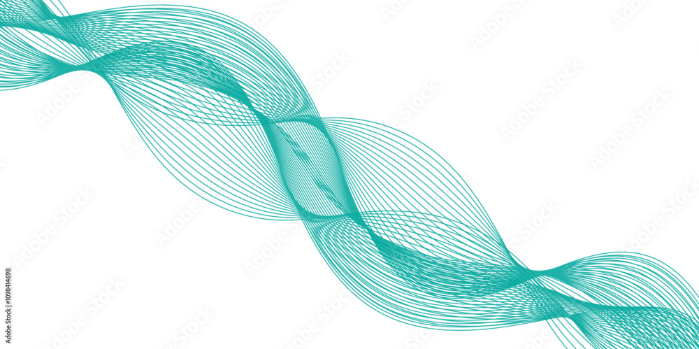Poster abstract vector background with green wavy lines. green wave background. design element for technolo