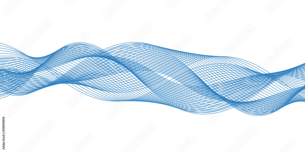 Fototapete abstract green wavy lines isolated on a transparent background. stylized line art background. vector