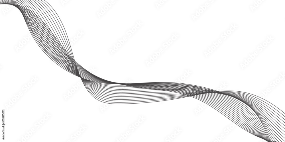 Fototapete abstract wavy grey stream element for design on transparent background isolated. vector illustration