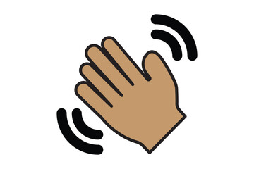 Obraz premium Set of hand hello icons. Hand waving, hand gesture, hello, hi, bye, wave hello, goodbye, greeting symbol. Vector.