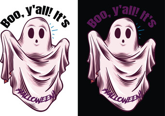 Print Boo, y'all! It's Halloween! t shirt design and graphics designer