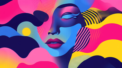 Vivid abstract design with surreal circular color pattern. Surrealism. Illustration
