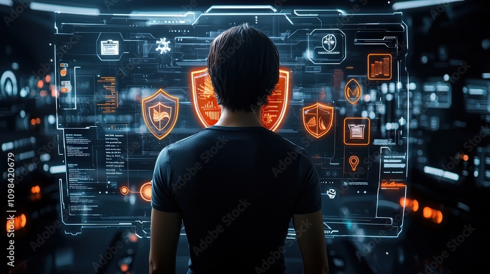 Poster exploring holographic interfaces a deep dive into technology in a futuristic environment