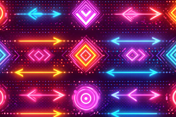 Obraz premium Vibrant Neon Arrows and Geometric Abstract Background