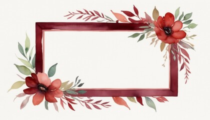Obraz premium Beautiful watercolor illustration featuring a floral square frame on white background suitable for various creative projects and personal use in different settings