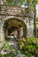 Fototapeta premium Summer image and architectural details of the medieval image of Cassagna, Liguria, Italy, Europe
