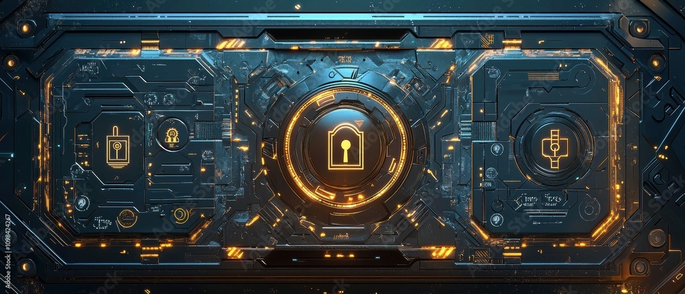 Poster revolutionizing data security futuristic encryption interface digital space technology innovation cy