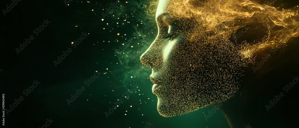 Poster showcasing a futuristic ai with a glowing digital face in a virtual environment for enhanced user in