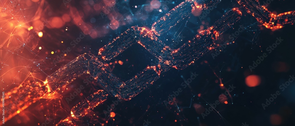Poster exploring techinspired backgrounds with stylized blockchain chains a visual journey through modern d