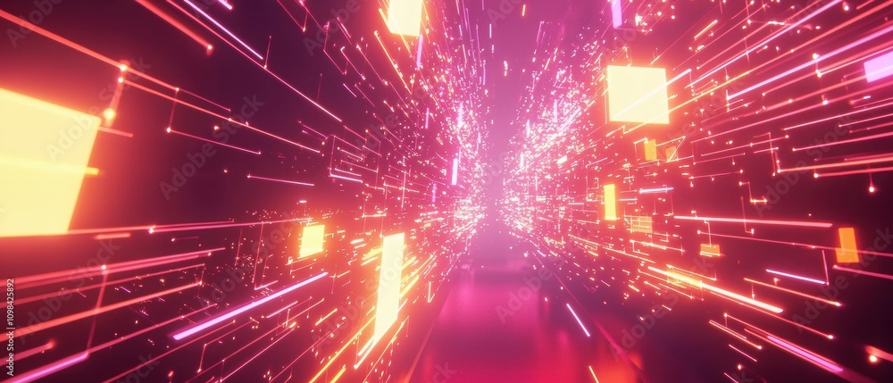 Poster exploring a mesmerizing ai-focused background with layered lines in digital art virtual studio graph